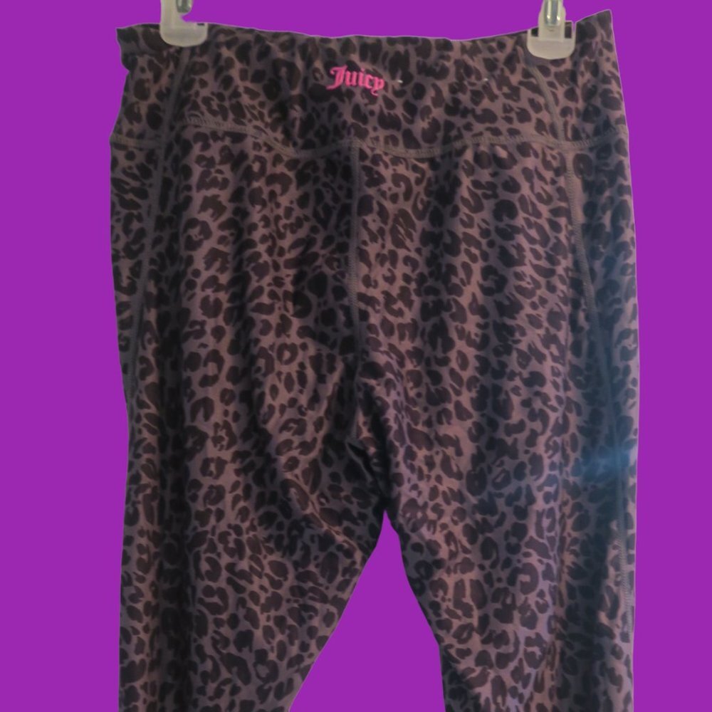 Juicy Couture sport animal print cheetah mesh leggings in gray and black size L